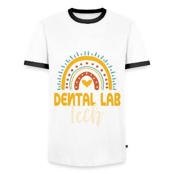 Dentallabortechnik - Männer Kontrast-T-Shirt - Weiß/Schwarz - Vorne - AI Model Female 172 light (172cm) & AI Model Male 178 dark (178cm)