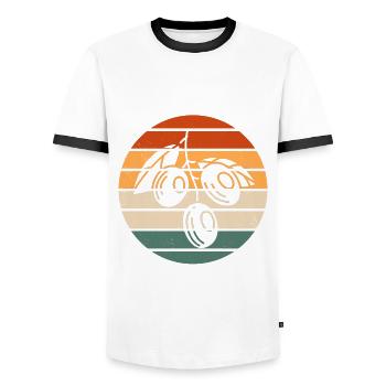 Retro Green Olive Design - Men's Ringer Shirt - white/black - Front - AI Model Female 172 light (172cm) & AI Model Male 178 dark (178cm)
