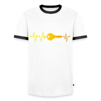 Key heartbeat - Men's Ringer Shirt - white/black - Front - AI Model Female 172 light (172cm) & AI Model Male 178 dark (178cm)
