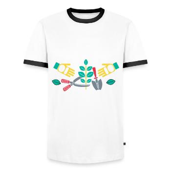 Great Gardener Saying - Life's A Garden Dig It - Men's Ringer Shirt - white/black - Front - AI Model Female 172 light (172cm) & AI Model Male 178 dark (178cm)