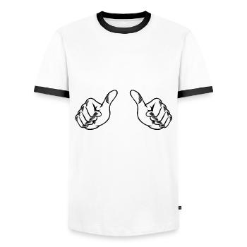 Lustiges Challah Brot Design - Männer Kontrast-T-Shirt - Weiß/Schwarz - Vorne - AI Model Female 172 light (172cm) & AI Model Male 178 dark (178cm)