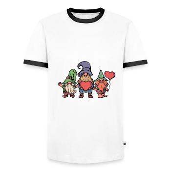 Funny garden gnome pun - Men's Ringer Shirt - white/black - Front - AI Model Female 172 light (172cm) & AI Model Male 178 dark (178cm)