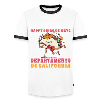 Joyeux Cinco de Mayo California - T-shirt contrasté Homme - blanc/noir - Devant - AI Model Female 172 light (172cm) & AI Model Male 178 dark (178cm)