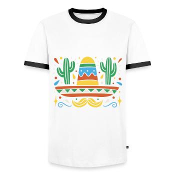 Joyeux Cinco de Mayo Departamento de Texas - T-shirt contrasté Homme - blanc/noir - Devant - AI Model Female 172 light (172cm) & AI Model Male 178 dark (178cm)