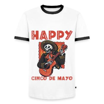 Joyeux Cinco de Mayo - T-shirt contrasté Homme - blanc/noir - Devant - AI Model Female 172 light (172cm) & AI Model Male 178 dark (178cm)