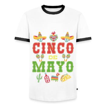 Cinco De Mayo - T-shirt contrasté Homme - blanc/noir - Devant - AI Model Female 172 light (172cm) & AI Model Male 178 dark (178cm)