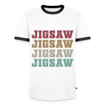 Jigsaw - Men's Ringer Shirt - white/black - Front - AI Model Female 172 light (172cm) & AI Model Male 178 dark (178cm)