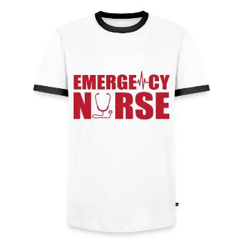 Emergency nurse - Men's Ringer Shirt - white/black - Front - AI Model Female 172 light (172cm) & AI Model Male 178 dark (178cm)