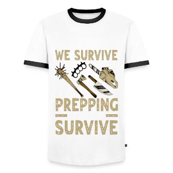 Prepper - Men's Ringer Shirt - white/black - Front - AI Model Female 172 light (172cm) & AI Model Male 178 dark (178cm)
