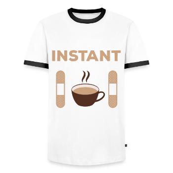 Grand café d’infirmière en soins des plaies - T-shirt contrasté Homme - blanc/noir - Devant - AI Model Female 172 light (172cm) & AI Model Male 178 dark (178cm)
