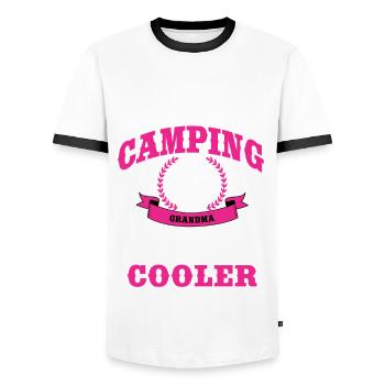 Lustige Camping Oma - Männer Kontrast-T-Shirt - Weiß/Schwarz - Vorne - AI Model Female 172 light (172cm) & AI Model Male 178 dark (178cm)