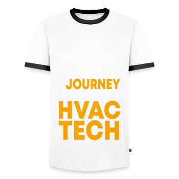 HVAC Technician - Men's Ringer Shirt - white/black - Front - AI Model Female 172 light (172cm) & AI Model Male 178 dark (178cm)
