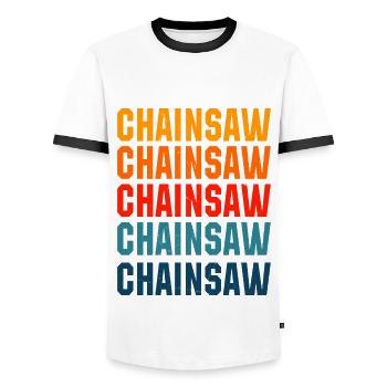 Chainsaw - Men's Ringer Shirt - white/black - Front - AI Model Female 172 light (172cm) & AI Model Male 178 dark (178cm)