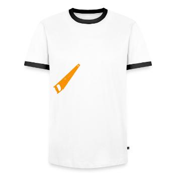 Grande scie à main Dicton Charpentier - T-shirt contrasté Homme - blanc/noir - Devant - AI Model Female 172 light (172cm) & AI Model Male 178 dark (178cm)