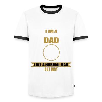 Assistante physiothérapeute Papa - T-shirt contrasté Homme - blanc/noir - Devant - AI Model Female 172 light (172cm) & AI Model Male 178 dark (178cm)