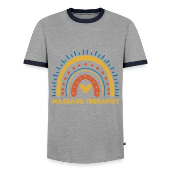 Mignon Massothérapeute Rainbow Design - T-shirt contrasté Homme - gris/marine  - Devant - AI Model Female 172 light (172cm) & AI Model Male 178 light (178cm)