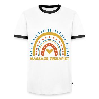 Niedliches Massagetherapeut Regenbogen Design - Männer Kontrast-T-Shirt - Weiß/Schwarz - Vorne - AI Model Female 172 light (172cm) & AI Model Male 178 dark (178cm)