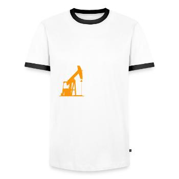 Drôle de citation d’un travailleur pétrolier Forage de plate-forme pétrolière - T-shirt contrasté Homme - blanc/noir - Devant - AI Model Female 172 light (172cm) & AI Model Male 178 dark (178cm)