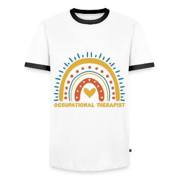 Ergothérapeute Rainbow Costume - T-shirt contrasté Homme - blanc/noir - Devant - AI Model Female 172 light (172cm) & AI Model Male 178 dark (178cm)