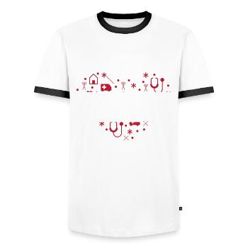 Physician's assistant - Men's Ringer Shirt - white/black - Front - AI Model Female 172 light (172cm) & AI Model Male 178 dark (178cm)