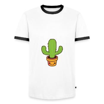 Funny Cactus Lovers Outfit Gardening - Men's Ringer Shirt - white/black - Front - AI Model Female 172 light (172cm) & AI Model Male 178 dark (178cm)