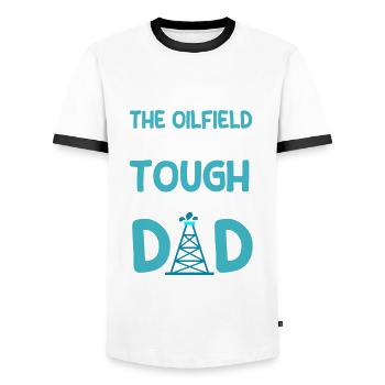 Sweet Oilfield Father Says Kids Son Daughter - Men's Ringer Shirt - white/black - Front - AI Model Female 172 light (172cm) & AI Model Male 178 dark (178cm)