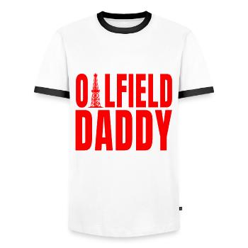 Great Oil Field Dad Father's Day Design - Men's Ringer Shirt - white/black - Front - AI Model Female 172 light (172cm) & AI Model Male 178 dark (178cm)