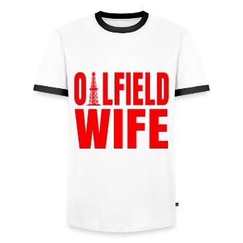 Oilfield Wife Design pour femmes - T-shirt contrasté Homme - blanc/noir - Devant - AI Model Female 172 light (172cm) & AI Model Male 178 dark (178cm)