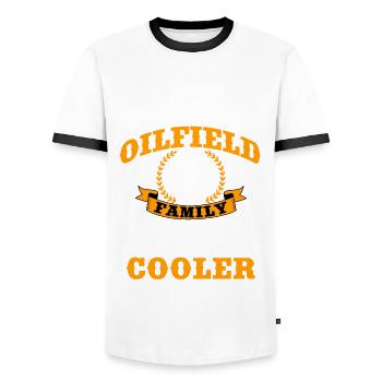 Drôle de plate-forme de forage pétrolier familial de champs pétrolifères - T-shirt contrasté Homme - blanc/noir - Devant - AI Model Female 172 light (172cm) & AI Model Male 178 dark (178cm)