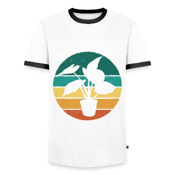Retro houseplant - Men's Ringer Shirt - white/black - Front - AI Model Female 172 light (172cm) & AI Model Male 178 dark (178cm)