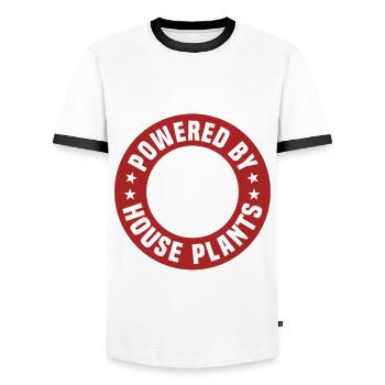 Powered by houseplants - Men's Ringer Shirt - white/black - Front - AI Model Female 172 light (172cm) & AI Model Male 178 dark (178cm)
