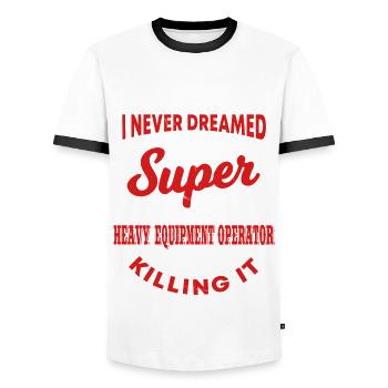 Fun design for excavator drivers - Men's Ringer Shirt - white/black - Front - AI Model Female 172 light (172cm) & AI Model Male 178 dark (178cm)