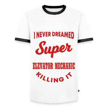 Funny gift for elevator mechanics - Men's Ringer Shirt - white/black - Front - AI Model Female 172 light (172cm) & AI Model Male 178 dark (178cm)