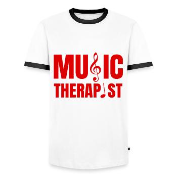 Music Therapist - Men's Ringer Shirt - white/black - Front - AI Model Female 172 light (172cm) & AI Model Male 178 dark (178cm)