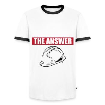 Drôle de dicton d’ouvrier de tunnel - T-shirt contrasté Homme - blanc/noir - Devant - AI Model Female 172 light (172cm) & AI Model Male 178 dark (178cm)