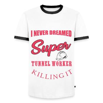 Drôle d’humoristique d’ouvrier de tunnel creusement de tunnel - T-shirt contrasté Homme - blanc/noir - Devant - AI Model Female 172 light (172cm) & AI Model Male 178 dark (178cm)