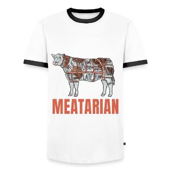 Fan de viande Meatarian - T-shirt contrasté Homme - blanc/noir - Devant - AI Model Female 172 light (172cm) & AI Model Male 178 dark (178cm)