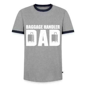 Great baggage handler Papa Ramp Service - Men's Ringer Shirt - grey/navy  - Front - AI Model Female 172 light (172cm) & AI Model Male 178 light (178cm)