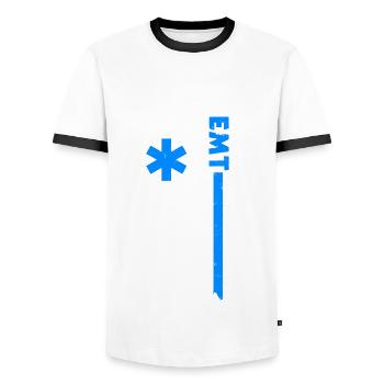 USA Emergency Paramedic America - Men's Ringer Shirt - white/black - Front - AI Model Female 172 light (172cm) & AI Model Male 178 dark (178cm)