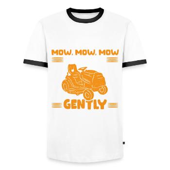 Funny lawn mower saying gardening grass mowing - Men's Ringer Shirt - white/black - Front - AI Model Female 172 light (172cm) & AI Model Male 178 dark (178cm)