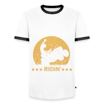 Ride-on mowers - Men's Ringer Shirt - white/black - Front - AI Model Female 172 light (172cm) & AI Model Male 178 dark (178cm)