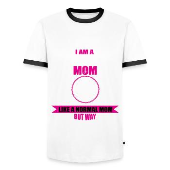 Lustige Railfan Mama Lokomotive Eisenbahnzüge - Männer Kontrast-T-Shirt - Weiß/Schwarz - Vorne - AI Model Female 172 light (172cm) & AI Model Male 178 dark (178cm)