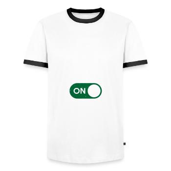 Funny Delivery Driver Design - Men's Ringer Shirt - white/black - Front - AI Model Female 172 light (172cm) & AI Model Male 178 dark (178cm)