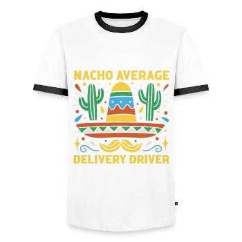 Not-so-average delivery driver - Men's Ringer Shirt - white/black - Front - AI Model Female 172 light (172cm) & AI Model Male 178 dark (178cm)