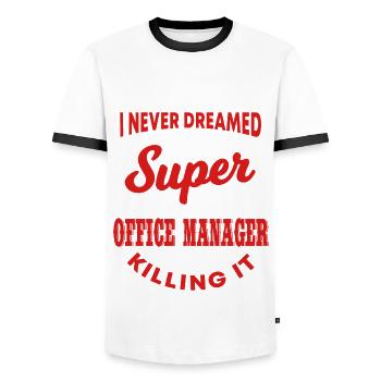 Lustiger Büroleiter Der Schulbüro Team - Männer Kontrast-T-Shirt - Weiß/Schwarz - Vorne - AI Model Female 172 light (172cm) & AI Model Male 178 dark (178cm)