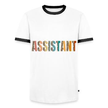 Assistent Der Geschäftsleitung - Männer Kontrast-T-Shirt - Weiß/Schwarz - Vorne - AI Model Female 172 light (172cm) & AI Model Male 178 dark (178cm)