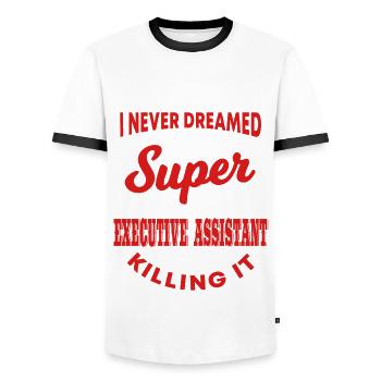 Vorstandsassistentin - Männer Kontrast-T-Shirt - Weiß/Schwarz - Vorne - AI Model Female 172 light (172cm) & AI Model Male 178 dark (178cm)