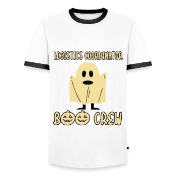 Logistics coordinator Boo Crew Creepy Halloween - Men's Ringer Shirt - white/black - Front - AI Model Female 172 light (172cm) & AI Model Male 178 dark (178cm)