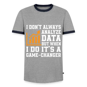 Analyste de données - T-shirt contrasté Homme - gris/marine  - Devant - AI Model Female 172 light (172cm) & AI Model Male 178 light (178cm)
