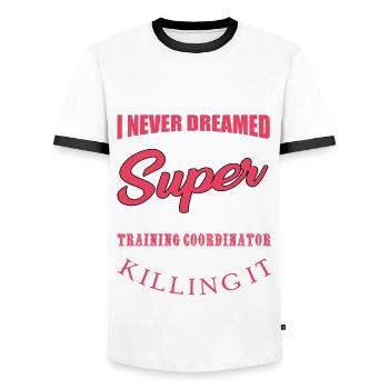 Funny quote from the training coordinator - Men's Ringer Shirt - white/black - Front - AI Model Female 172 light (172cm) & AI Model Male 178 dark (178cm)